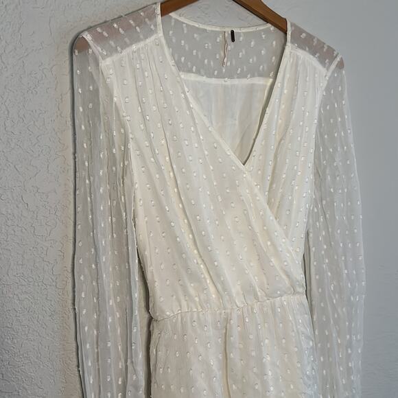 Free People Mini Dress White Swiss Dot Graduation Bridal Shower Birthday Party - Picture 3 of 7